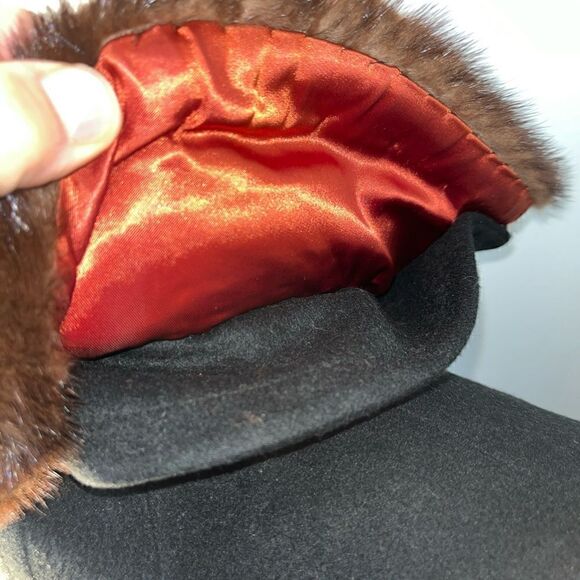 VINTAGE Black Cashmere Fur collar Pioneer Coat Co. for Hudson Belk Retro 60’s M - Picture 4 of 16